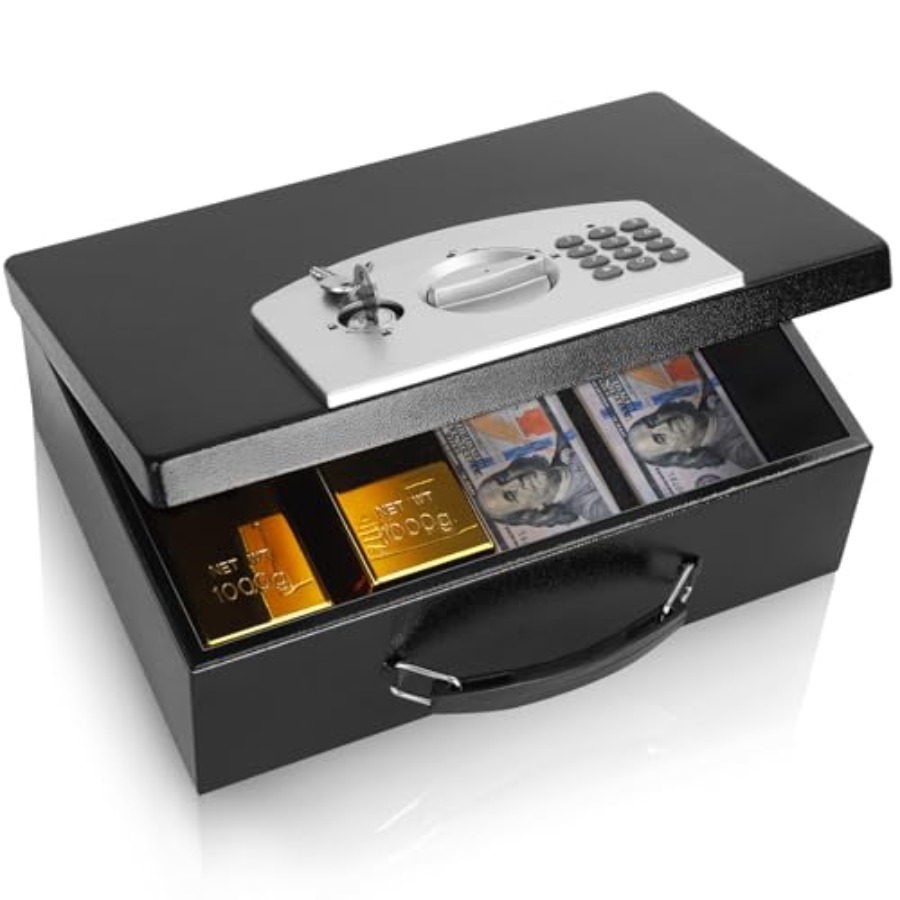 Fire Safe Document - Portable Metal Safe Box with Digital