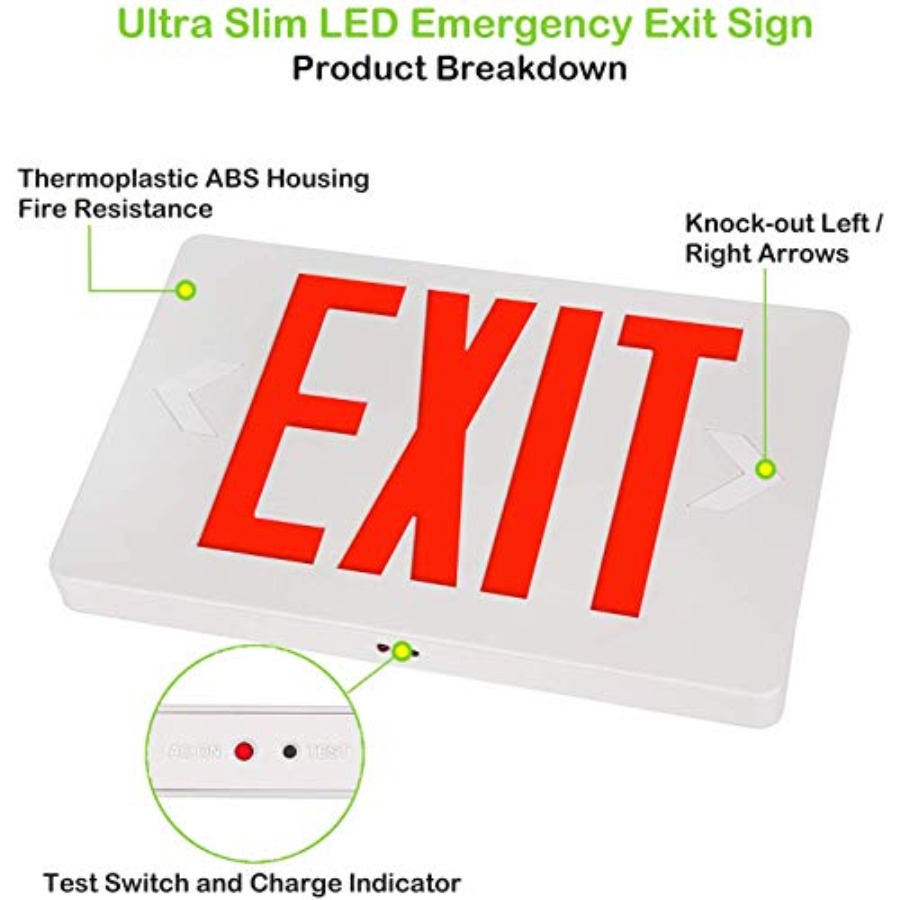 Ultra Slim LED Exit Sign, Red  - Emergency Exit Sign incelemesi ve fiyatı