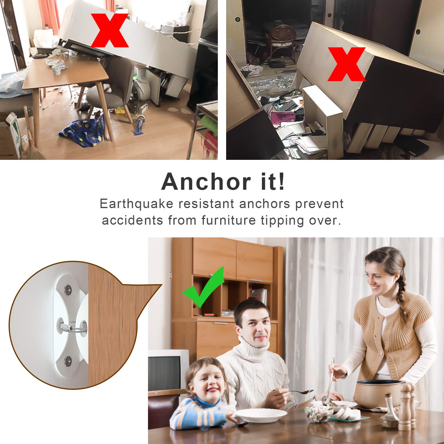 6 Set Furniture Wall Anchors A - Earthquake Anchor Strap incelemesi ve fiyatı