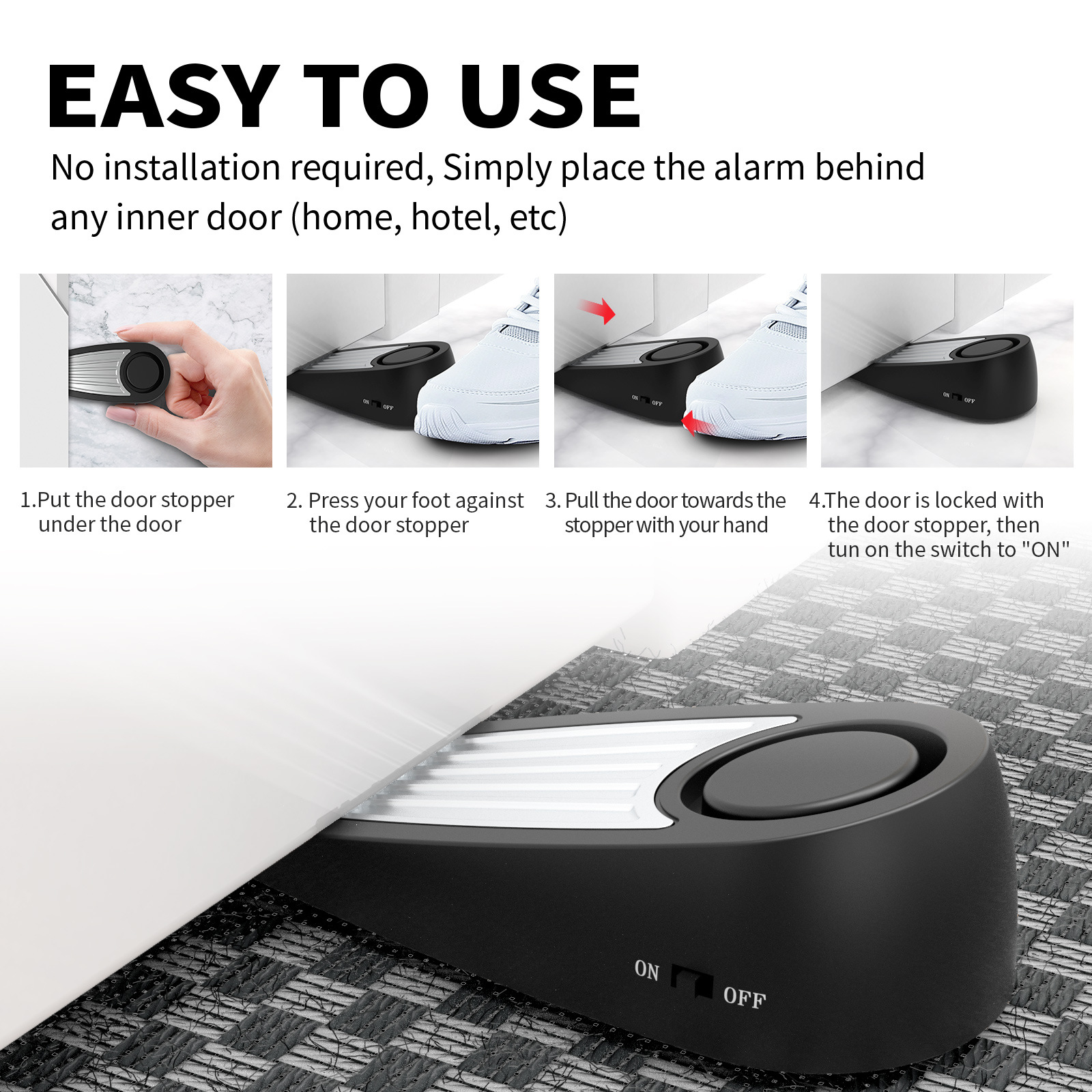 Wireless 130dB Door Stop Alarm - Door Stop Alarm incelemesi ve fiyatı
