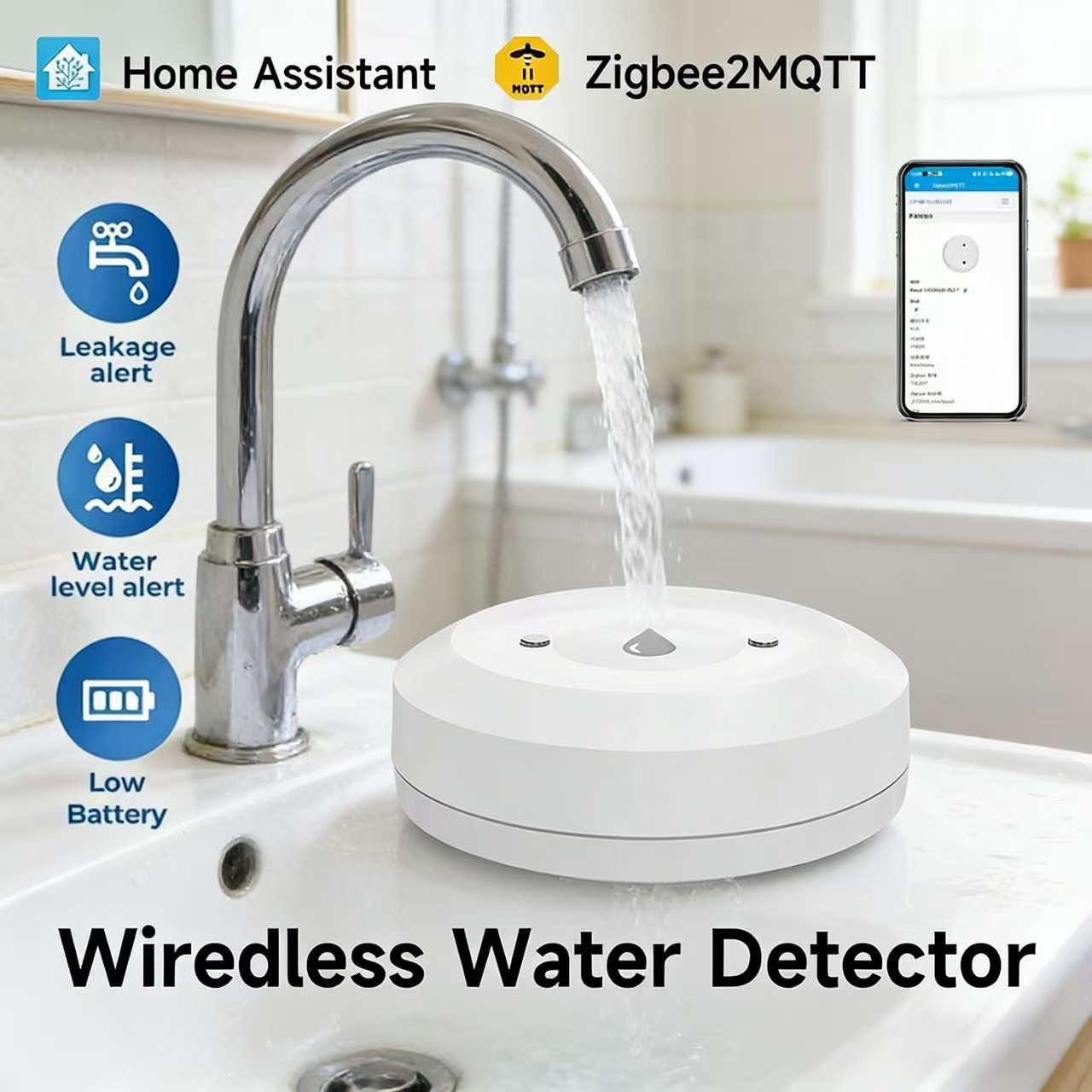 Smart ZigBee3.0 2MQTT Water Le - Water Alarm Sensor incelemesi ve fiyatı