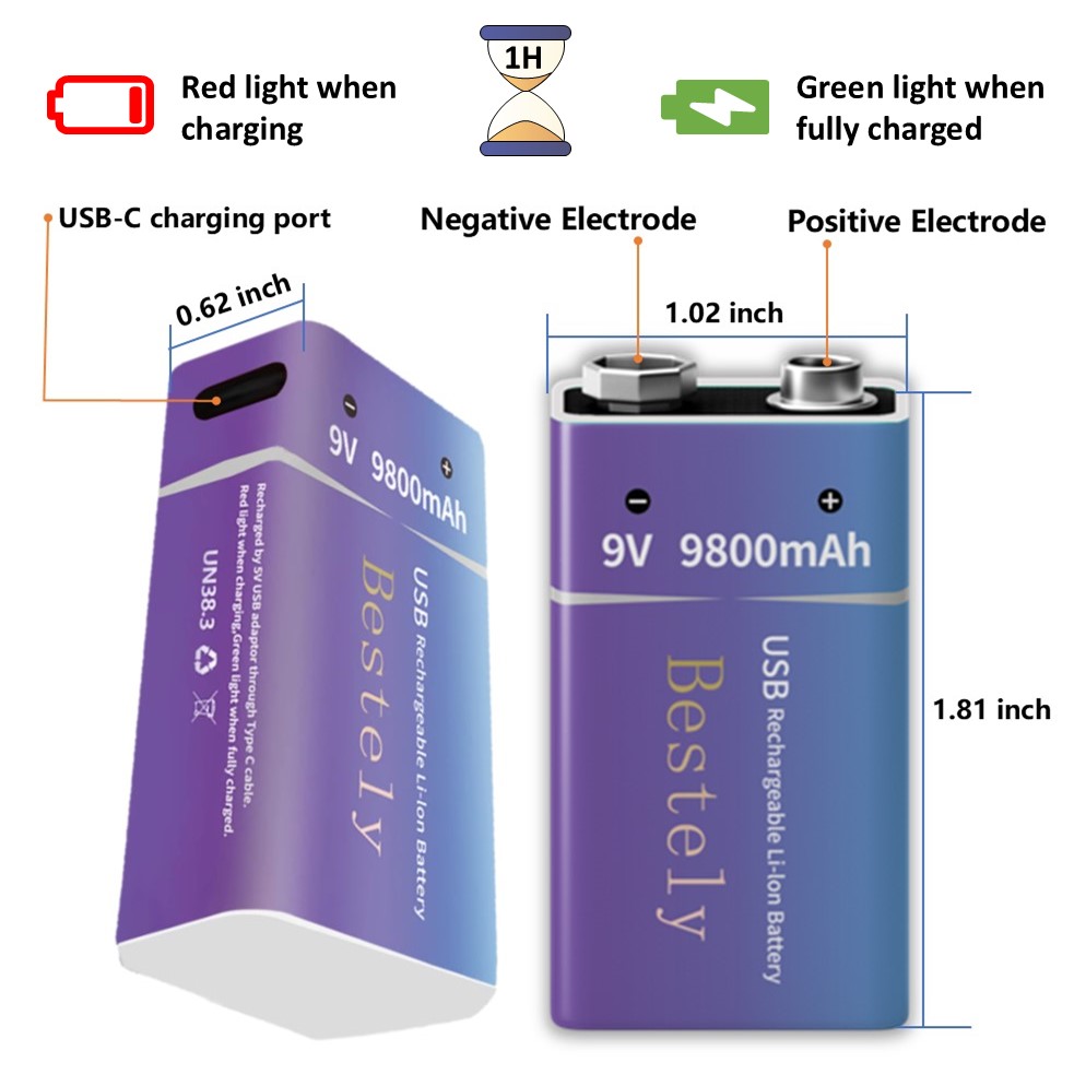Rechargeable 9V Battery, 9800m - Smoke Detector Interconnected incelemesi ve fiyatı